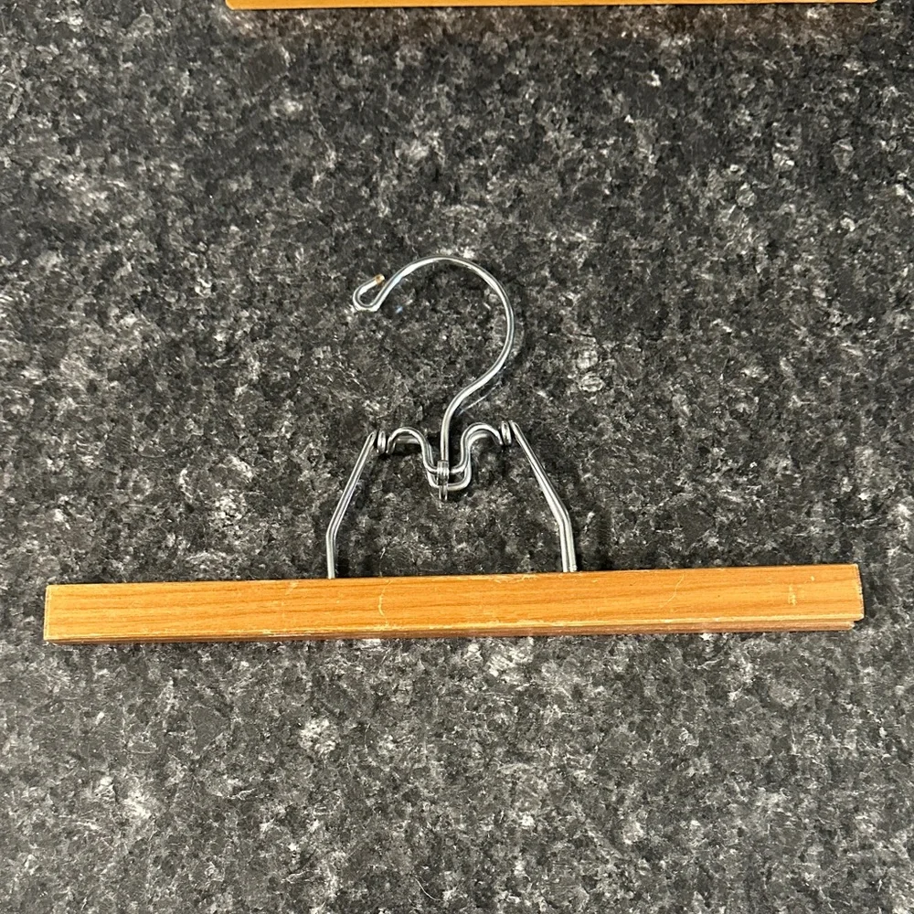 Vintage Lot of 6 Wooden Pants/Skirt Hangers With Clips